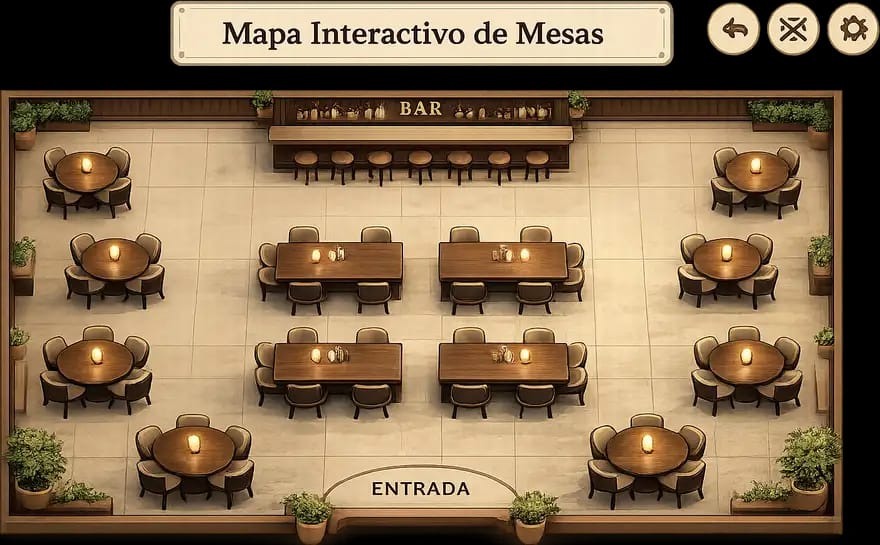 Mapa interactivo de sala en la consola operativa